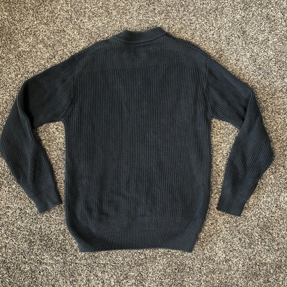 Men’s Cabela’s Cable Knit Pull On Grey Sweater Collar Button Size Large - Picture 4 of 4